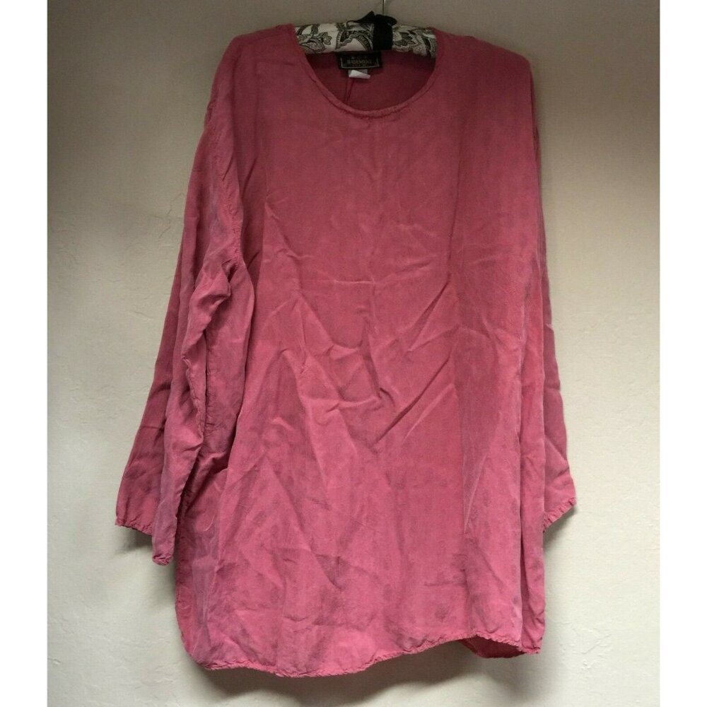 Basement Womens Textured Long Sleeve Blouse Neck Scoop Relaxed Fit Red One Size